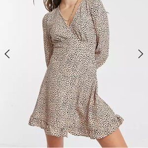 Miss Selfridge long sleeve mini dress in beige